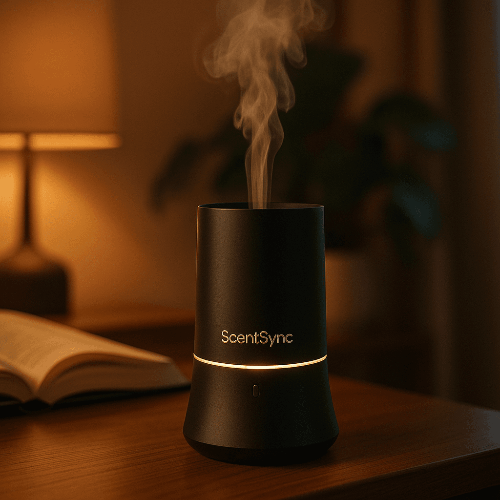 personalized AI diffuser on wooden table